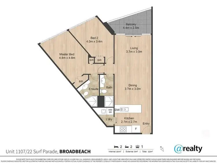 Floorplan of Homely apartment listing, 1107/22 Surf Parade, Broadbeach QLD 4218