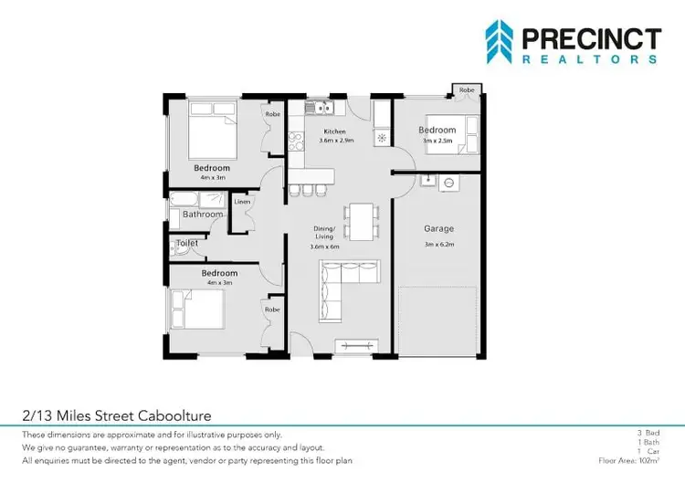 Floorplan of Homely semi-detached listing, 2/13 Miles Street, Caboolture QLD 4510