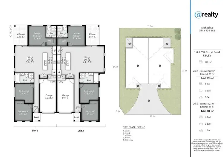 Floorplan of Homely semi-detached listing, 1/50 Foxtail Road, Ripley QLD 4306