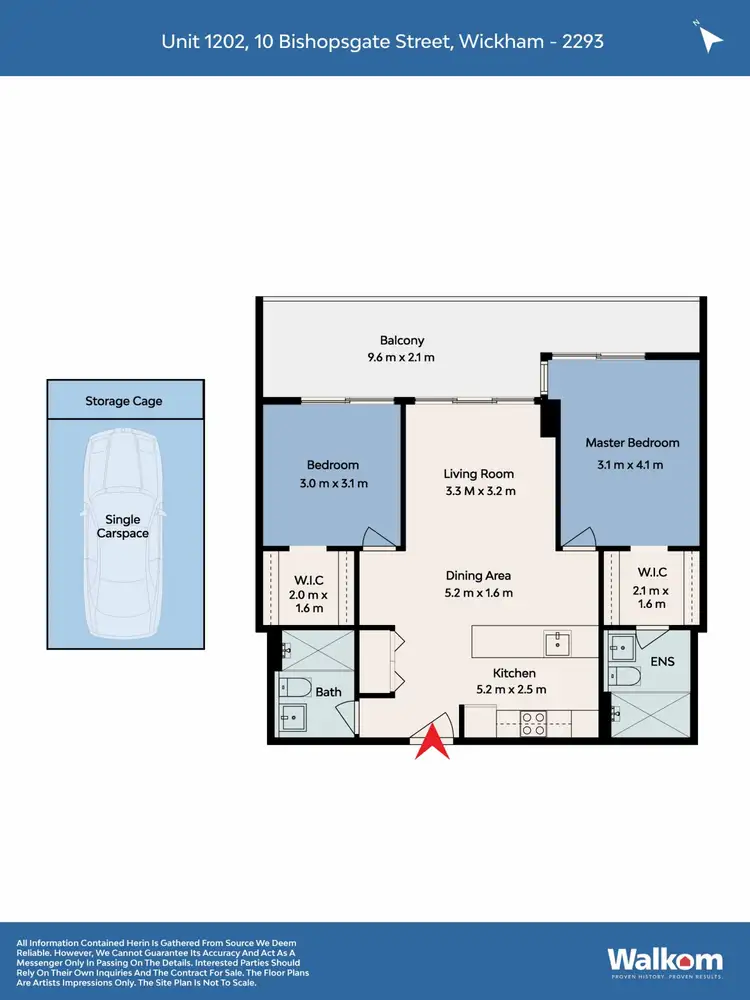 Floorplan of Homely apartment listing, 1202/10 Bishopsgate Street, Wickham NSW 2293