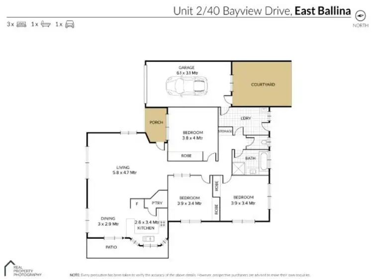 Floorplan of Homely villa listing, 2/40 Bayview Drive, East Ballina NSW 2478