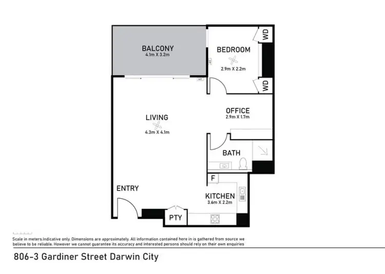 Floorplan of Homely apartment listing, 806/5 Gardiner Street, Darwin City NT 800
