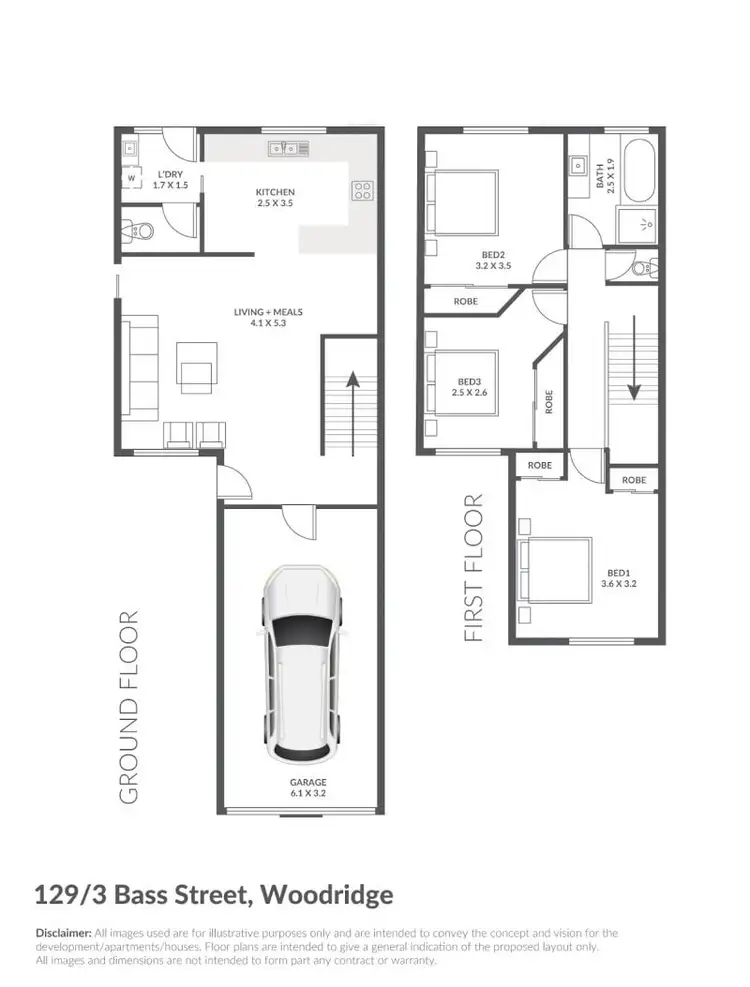 Floorplan of Homely townhouse listing, 129/3 Bass Street, Woodridge QLD 4114