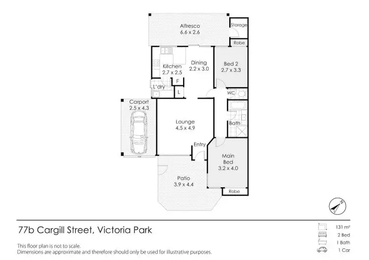 Floorplan of Homely unit listing, 77B Cargill Street, Victoria Park WA 6100