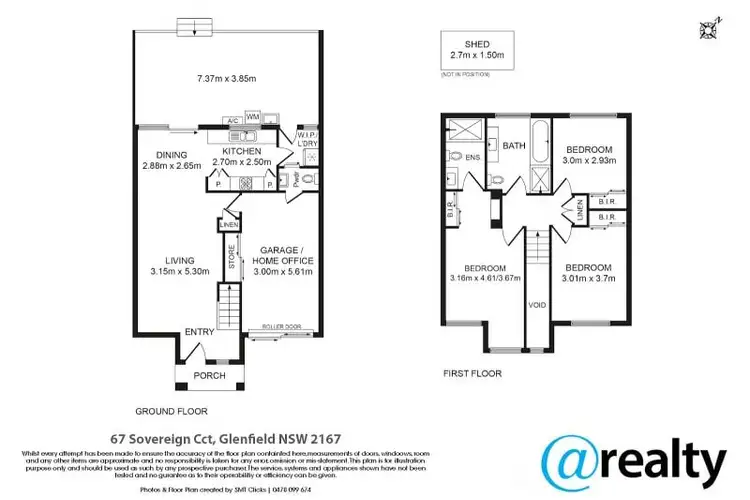 Floorplan of Homely semi-detached listing, 67 Sovereign Circuit, Glenfield NSW 2167