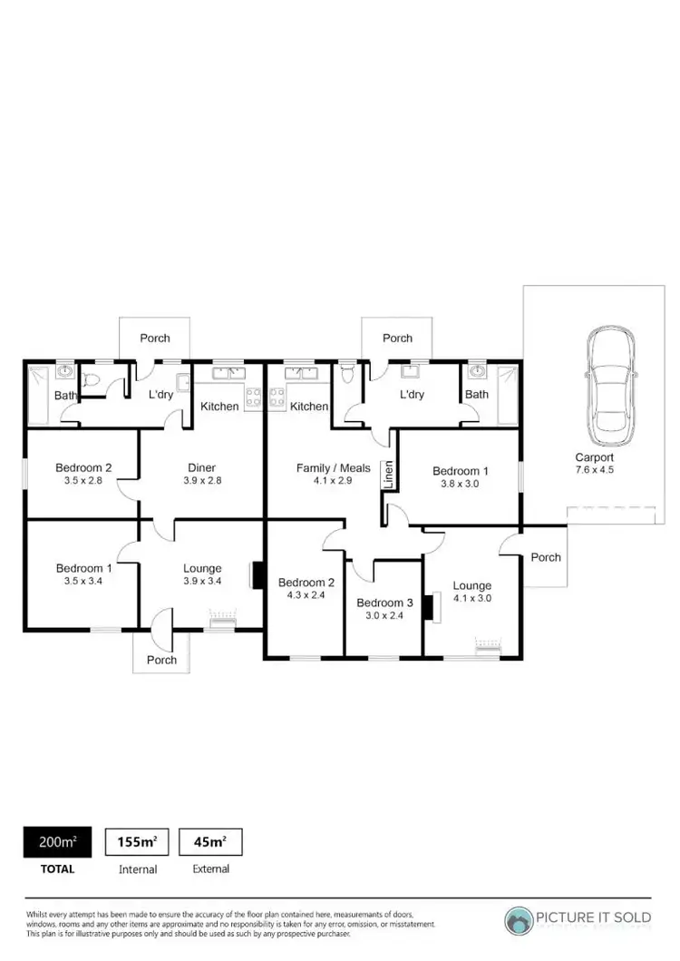 Floorplan of Homely semi-detached listing, 172 Goodman Road, Elizabeth South SA 5112