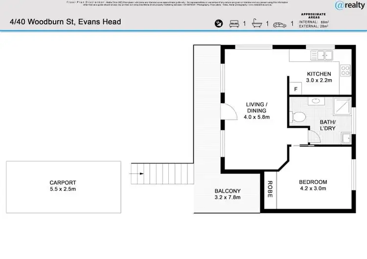 Floorplan of Homely unit listing, 4/40 Woodburn Street, Evans Head NSW 2473