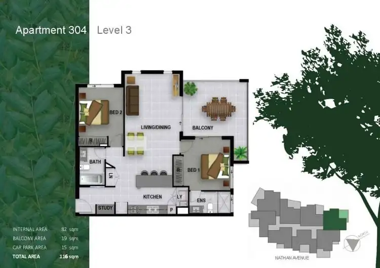 Floorplan of Homely apartment listing, 304/32 Nathan Avenue, Ashgrove QLD 4060