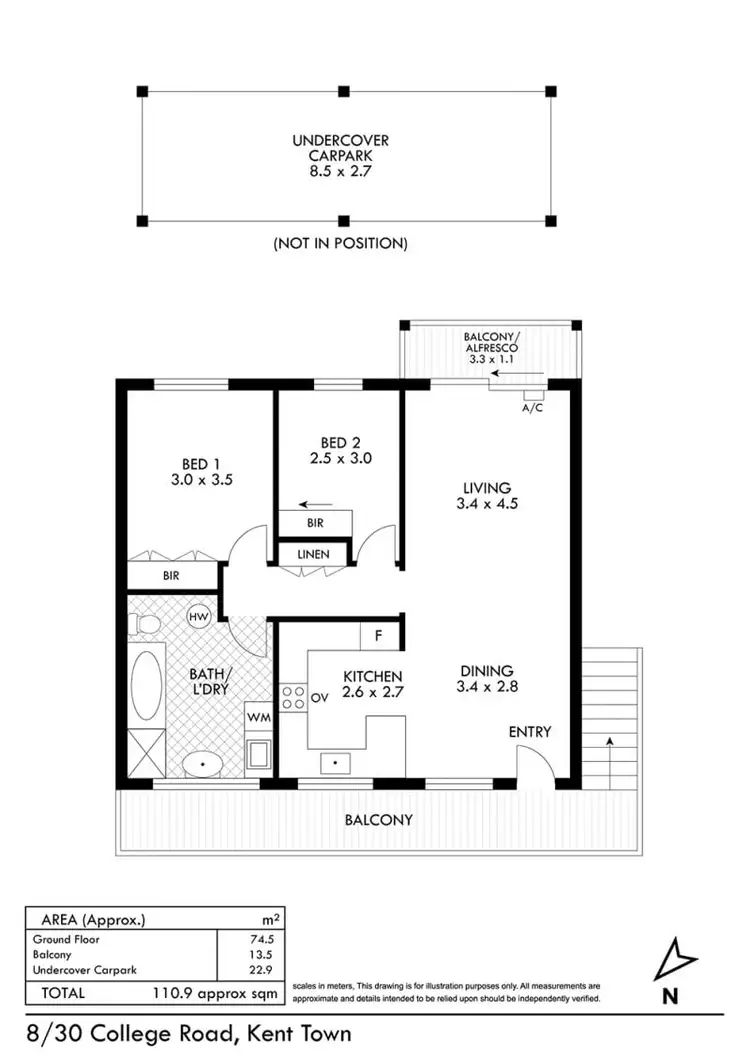 Floorplan of Homely unit listing, 8/30 College Rd, Kent Town SA 5067