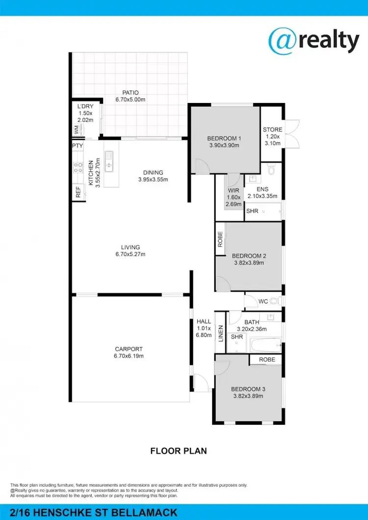 Floorplan of Homely semi-detached listing, 2/16 Henschke Street, Bellamack NT 832