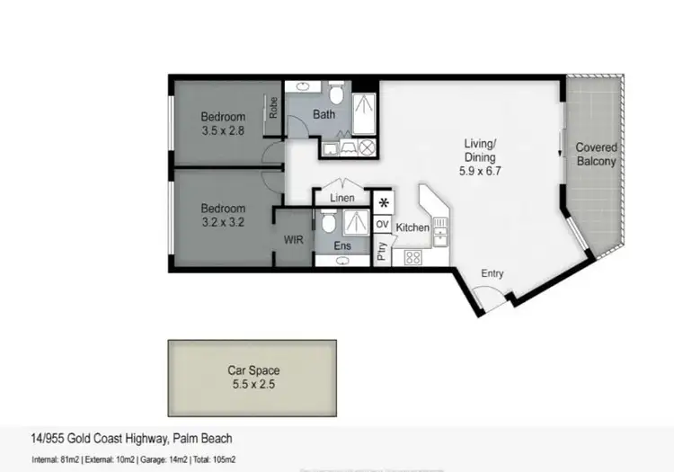 Floorplan of Homely unit listing, 14/955 Gold Coast Highway, Palm Beach QLD 4221