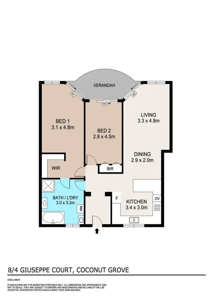 Floorplan of Homely unit listing, 8/4 Giuseppe Court, Coconut Grove NT 810