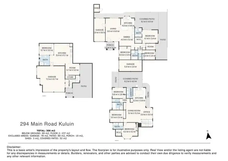 Floorplan of Homely semi-detached listing, 294 Main Road, Kuluin QLD 4558