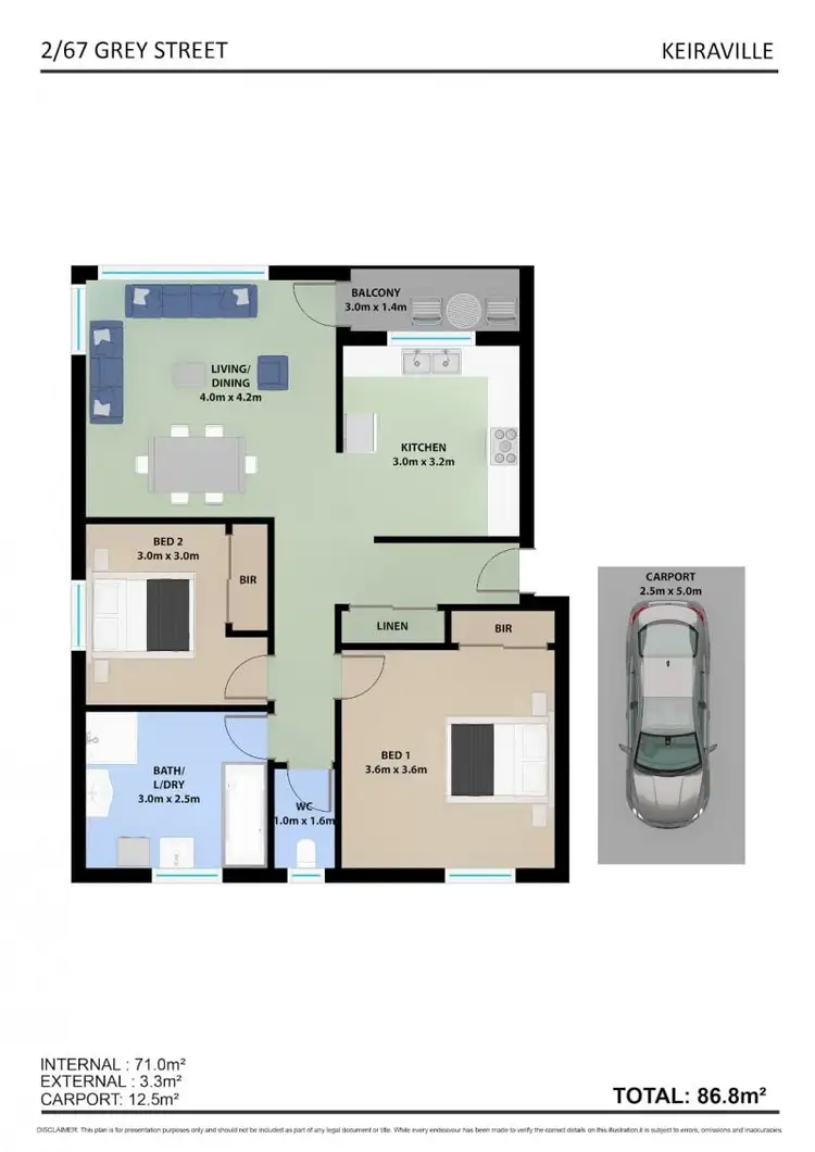 Floorplan of Homely unit listing, 2/67 Grey Street, Keiraville NSW 2500
