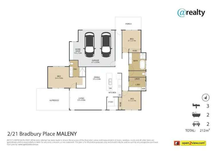 Floorplan of Homely semi-detached listing, 2/21 Bradbury Place, Maleny QLD 4552