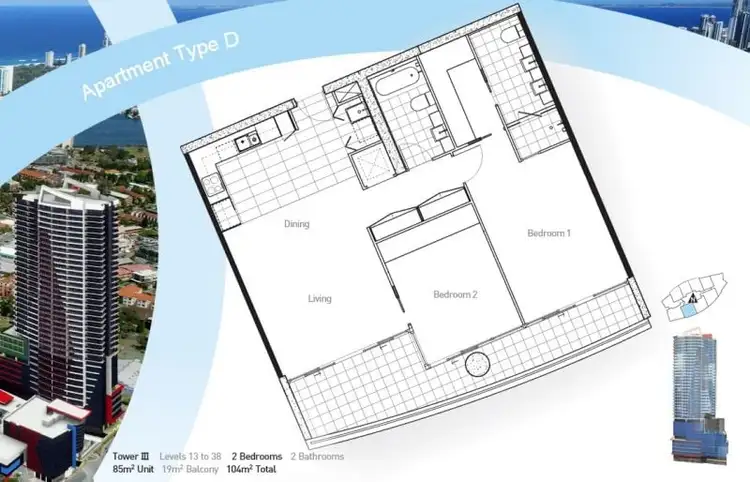 Floorplan of Homely apartment listing, 33704/9 Lawson Street, Southport QLD 4215