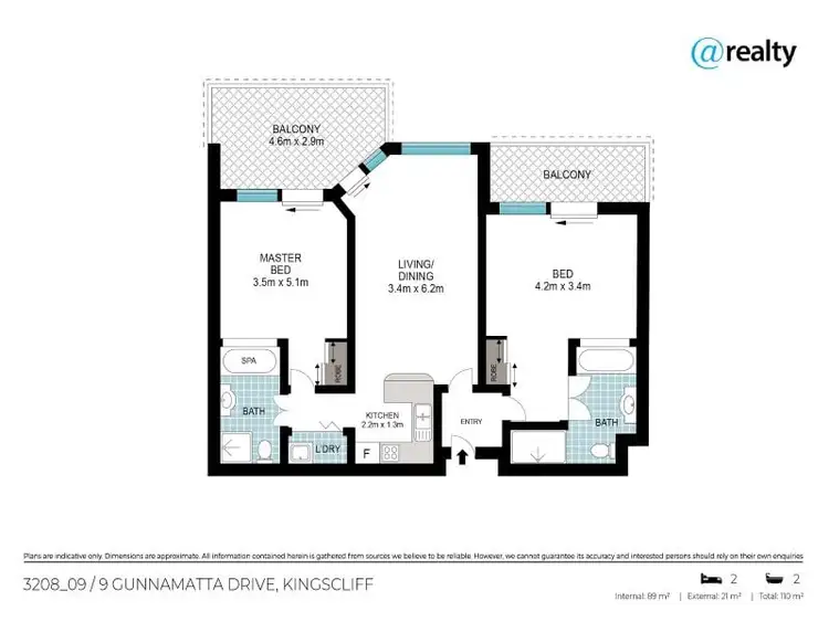Floorplan of Homely apartment listing, 3208-9/9 Gunnamatta Avenue, Kingscliff NSW 2487