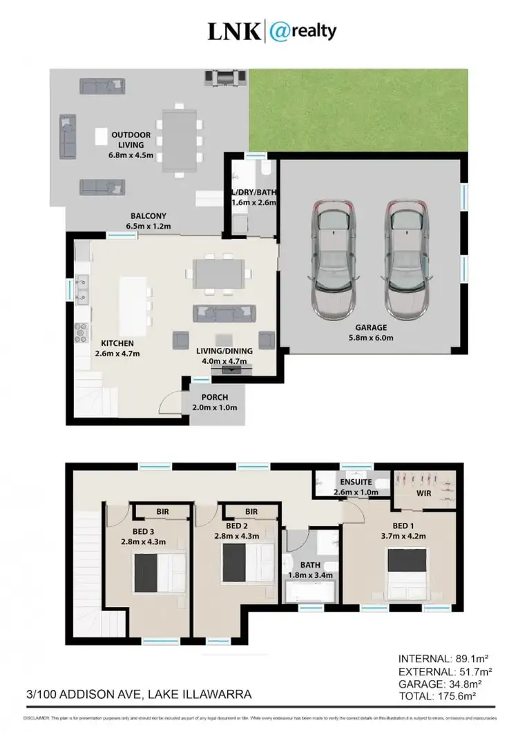 Floorplan of Homely townhouse listing, 3/100 Addison Avenue, Lake Illawarra NSW 2528