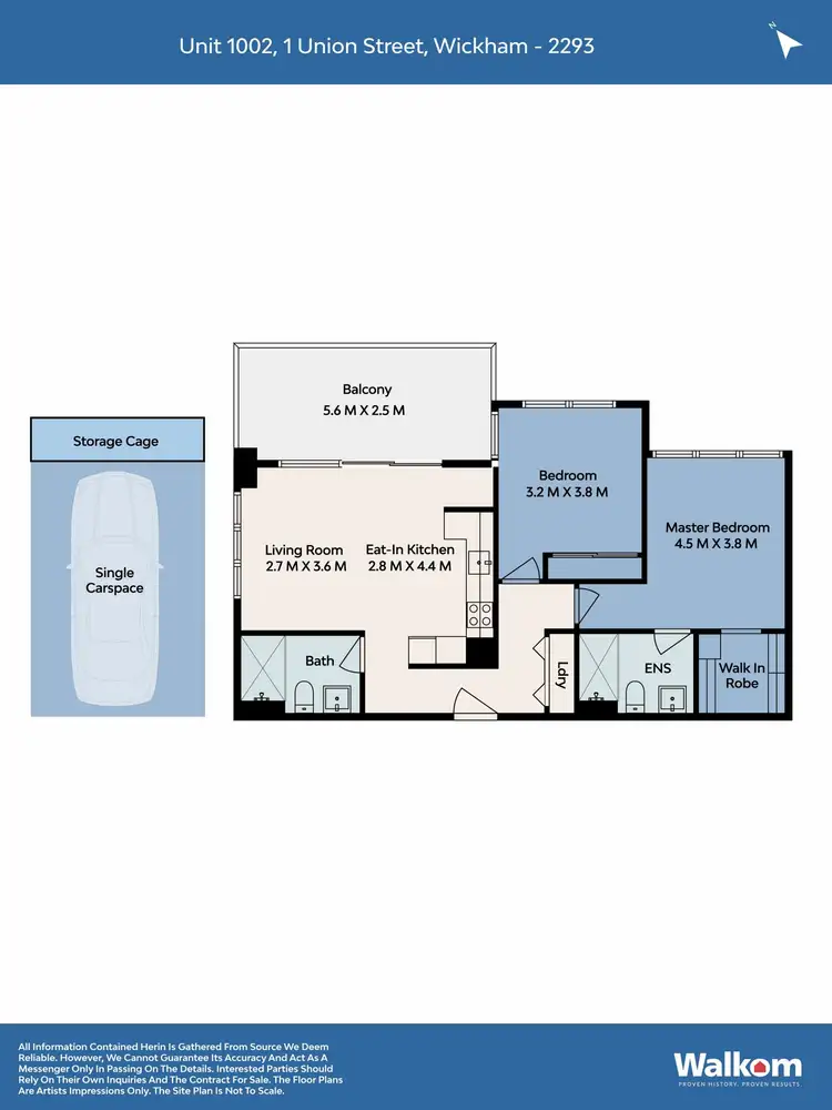 Floorplan of Homely apartment listing, 1002/1 Union Street, Wickham NSW 2293