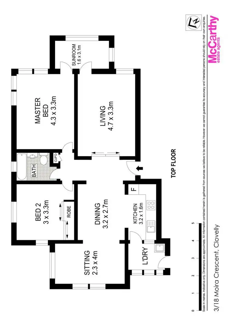 Floorplan of Homely apartment listing, 3/18 Moira Crescent, Clovelly NSW 2031