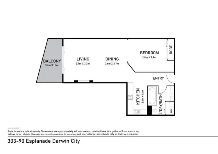 Floorplan of Homely apartment listing, 303/90 Esplanade, Darwin City NT 800