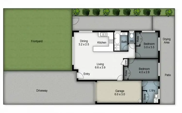 Floorplan of Homely semi-detached listing, 1/32 Corunna Crescent, Ashmore QLD 4214