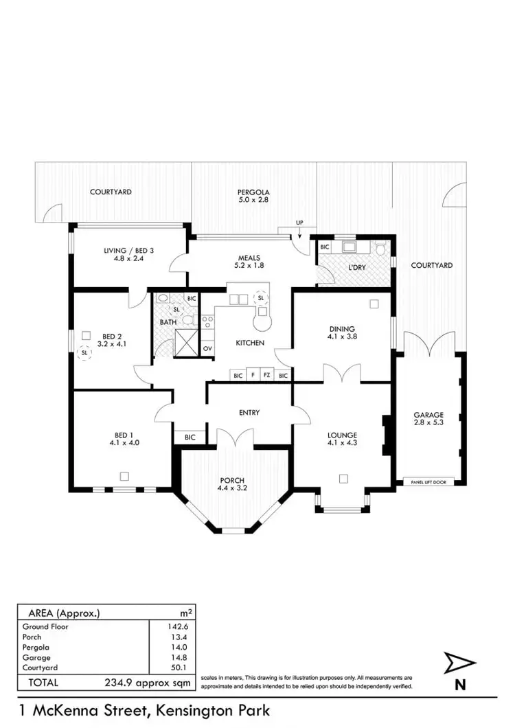 Floorplan of Homely house listing, 1 McKenna Street, Kensington Park SA 5068