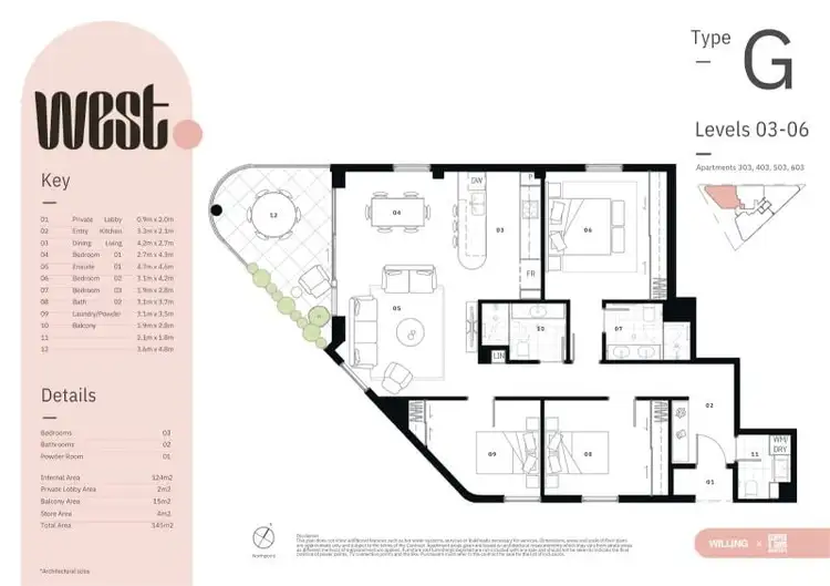 Floorplan of Homely apartment listing, 603/141 West Parade, Mount Lawley WA 6050