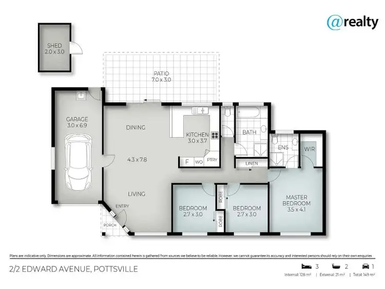 Floorplan of Homely semi-detached listing, 2/2 Edward Avenue, Pottsville NSW 2489
