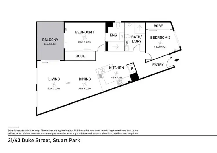 Floorplan of Homely unit listing, 21/43 Duke Street, Stuart Park NT 820