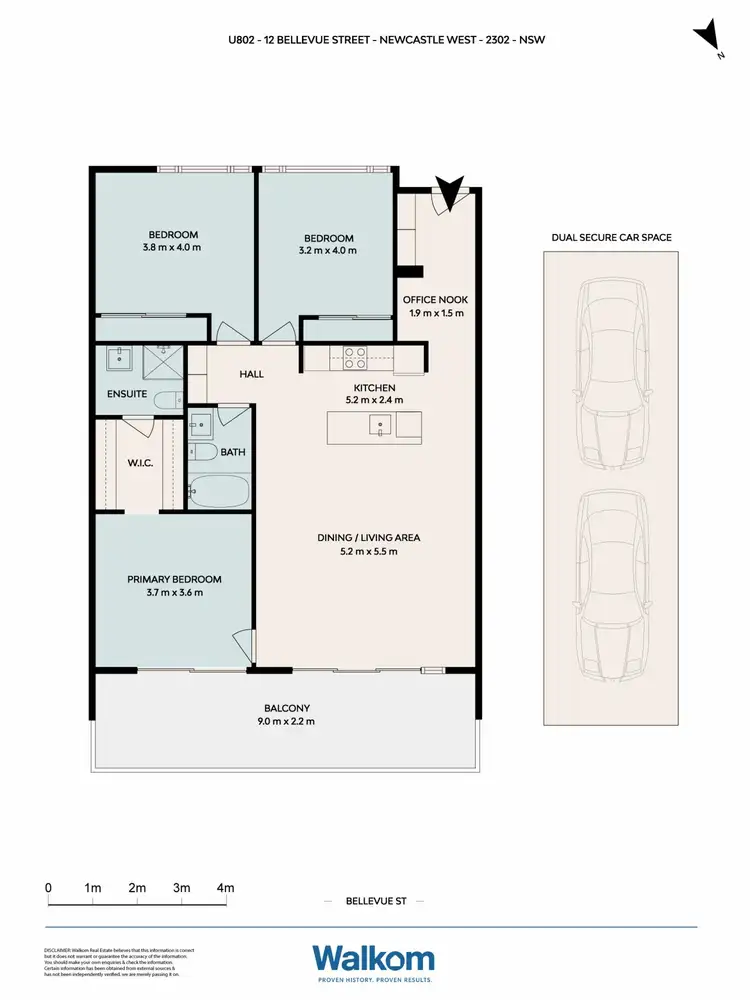Floorplan of Homely apartment listing, 802/12 Bellevue Street, Newcastle West NSW 2302