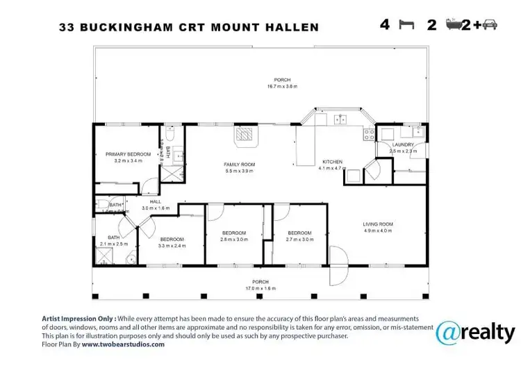 Floorplan of Homely house listing, 33 Buckingham Court, Mount Hallen QLD 4312