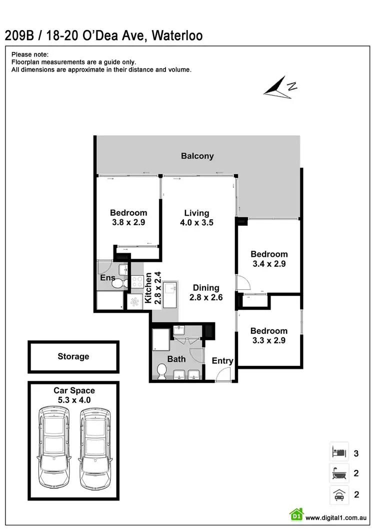 Floorplan of Homely apartment listing, 209B/18-20 O’Dea avenue, Waterloo NSW 2017
