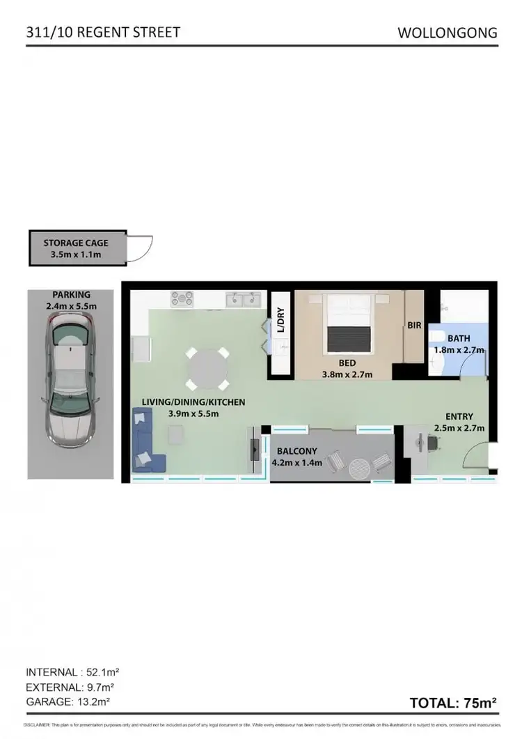 Floorplan of Homely studio listing, 311/10 Regent Street, Wollongong NSW 2500