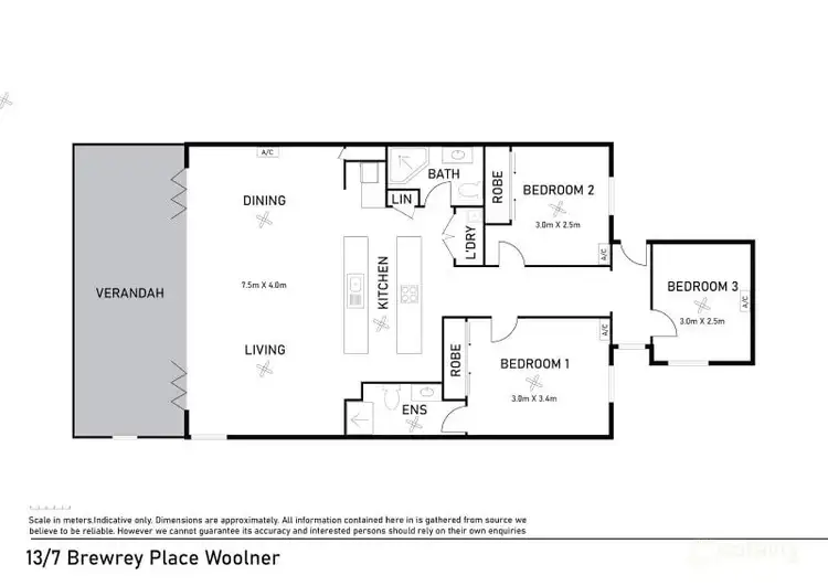 Floorplan of Homely unit listing, 13/7 Brewery Place, Woolner NT 820