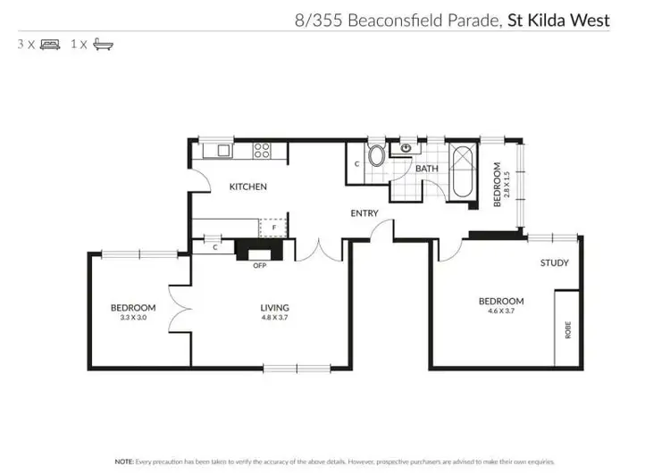 Floorplan of Homely apartment listing, 8/355 Beaconsfield Parade, St Kilda West VIC 3182