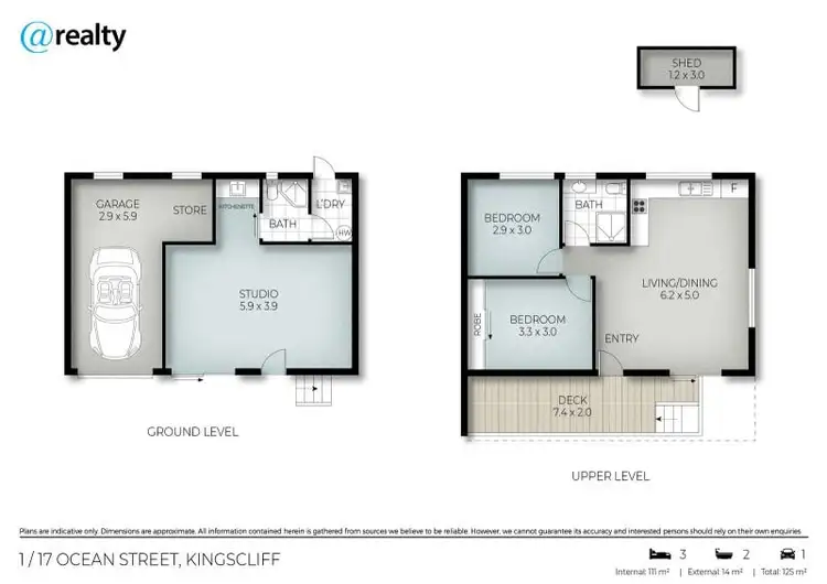 Floorplan of Homely semi-detached listing, 1/17A Ocean Street, Kingscliff NSW 2487