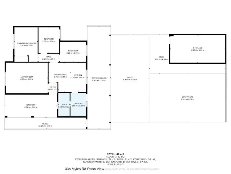 Floorplan of Homely semi-detached listing, 33B Myles Road, Swan View WA 6056