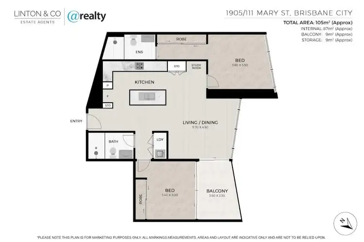 Floorplan of Homely apartment listing, 1905/111 Mary Street, Brisbane City QLD 4000