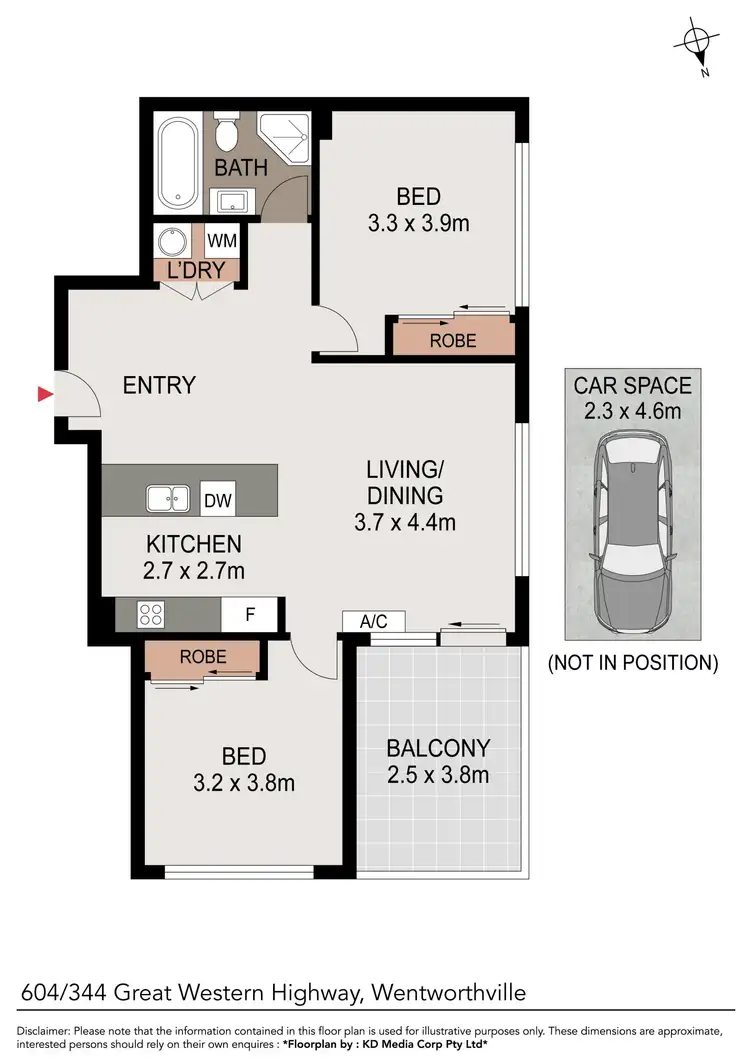 Floorplan of Homely unit listing, 604/344 Great Western HWY, Wentworthville NSW 2145
