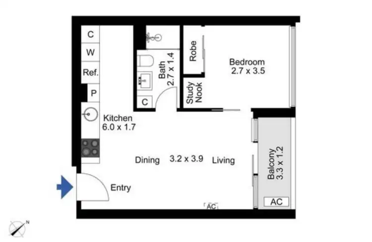 Floorplan of Homely apartment listing, 1315/33 MacKenzie Street, Melbourne VIC 3000