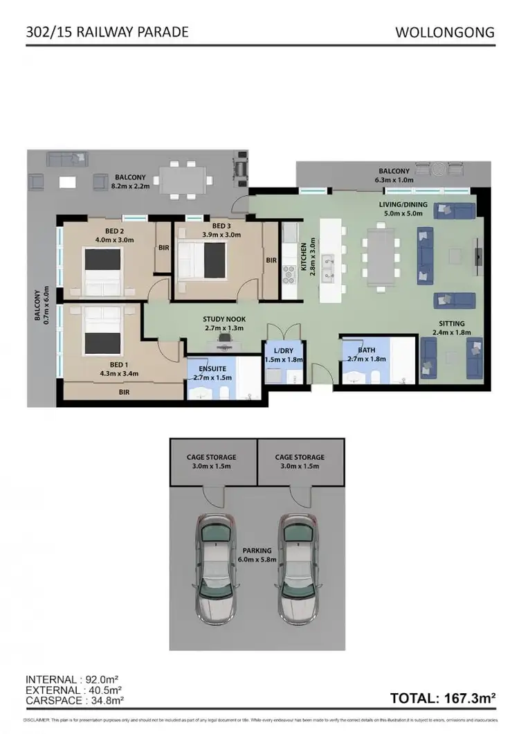 Floorplan of Homely unit listing, 302/15 Railway Parade, Wollongong NSW 2500