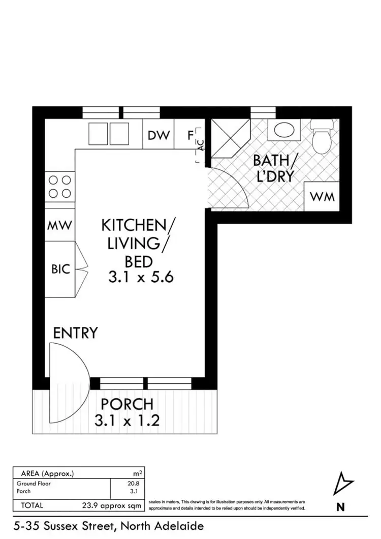 Floorplan of Homely unit listing, Unit 5, 35 Sussex St, North Adelaide SA 5006