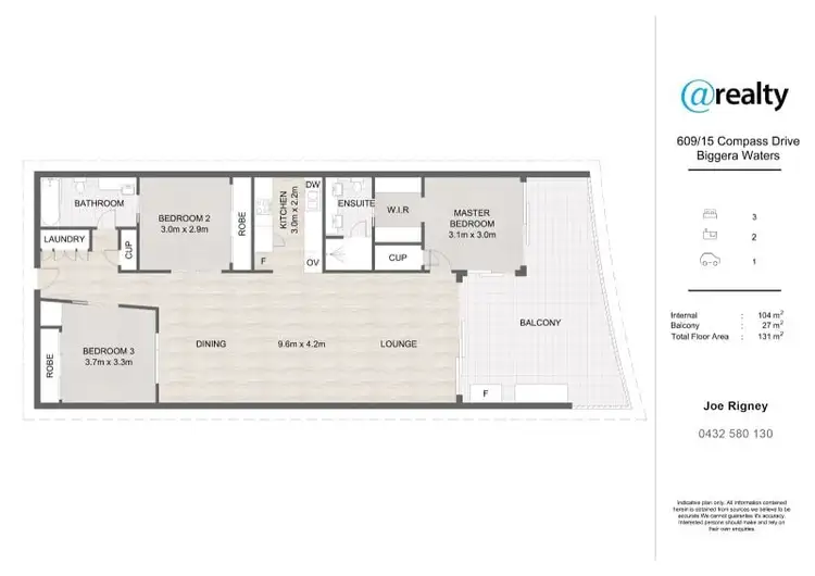 Floorplan of Homely unit listing, 609/15 Compass Drive, Biggera Waters QLD 4216