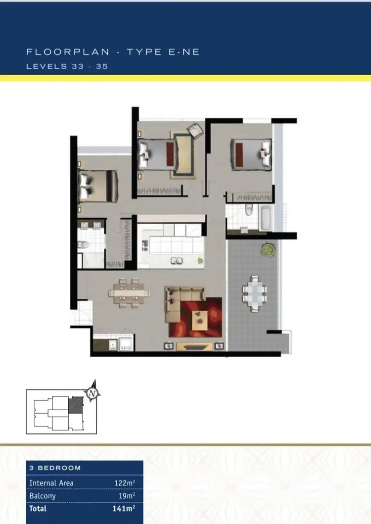 Floorplan of Homely apartment listing, 3305/34 Scarborough Street, Southport QLD 4215