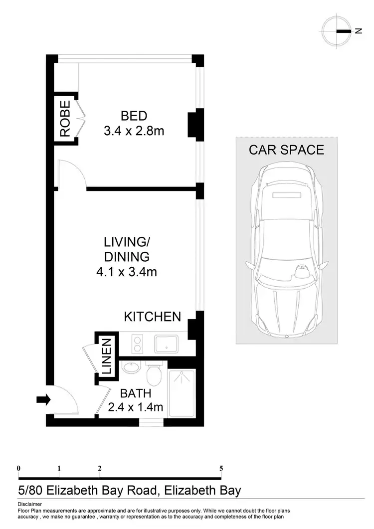 Floorplan of Homely apartment listing, 5/80 Elizabeth Bay Road, Elizabeth Bay NSW 2011
