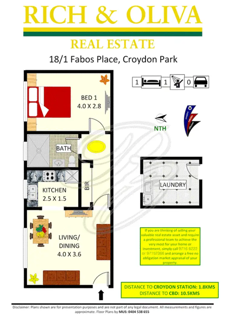 Floorplan of Homely unit listing, 18/1 Fabos Place, Croydon Park NSW 2133