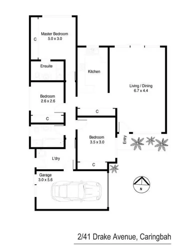 Floorplan of Homely villa listing, 2/41 Drake Avenue, Caringbah NSW 2229