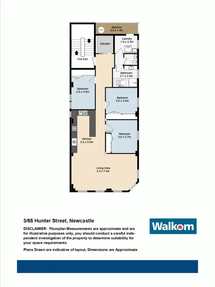 Floorplan of Homely apartment listing, 3/65 Hunter Street, Newcastle NSW 2300