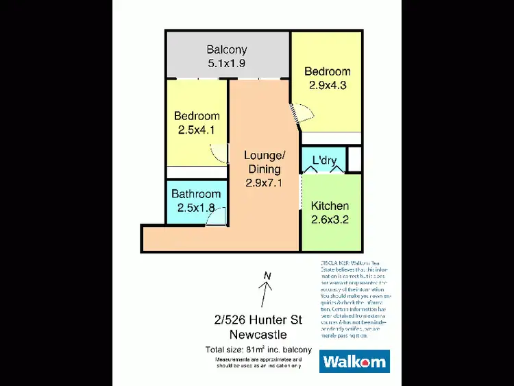 Floorplan of Homely apartment listing, 2/526 Hunter Street, Newcastle NSW 2300